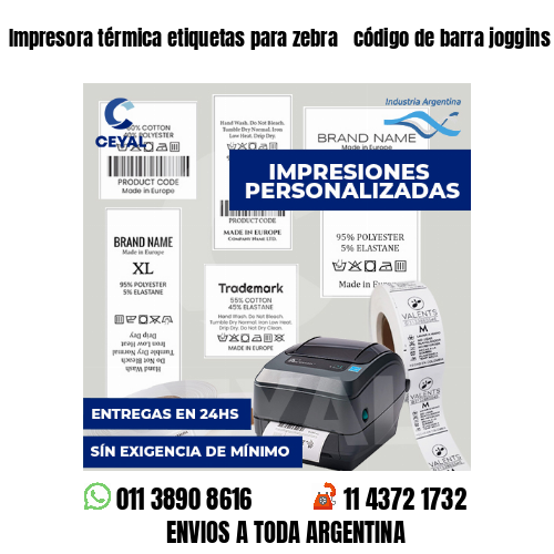 Impresora térmica etiquetas para zebra  código de barra joggins